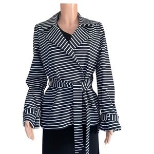7 Seven Navy White Breton Stripe Blazer‎ S Preppy Nautical Lined Career Jacket